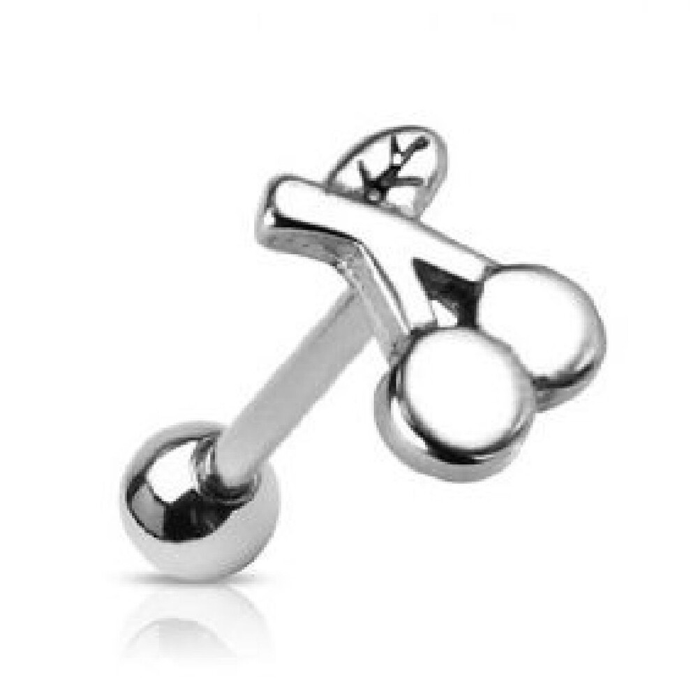 Casted Cherry Tongue Ring | 14G 5/8” Bar | Stainless Steel